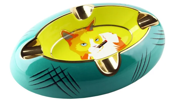 Siglo Ashtray Cat yellow/green